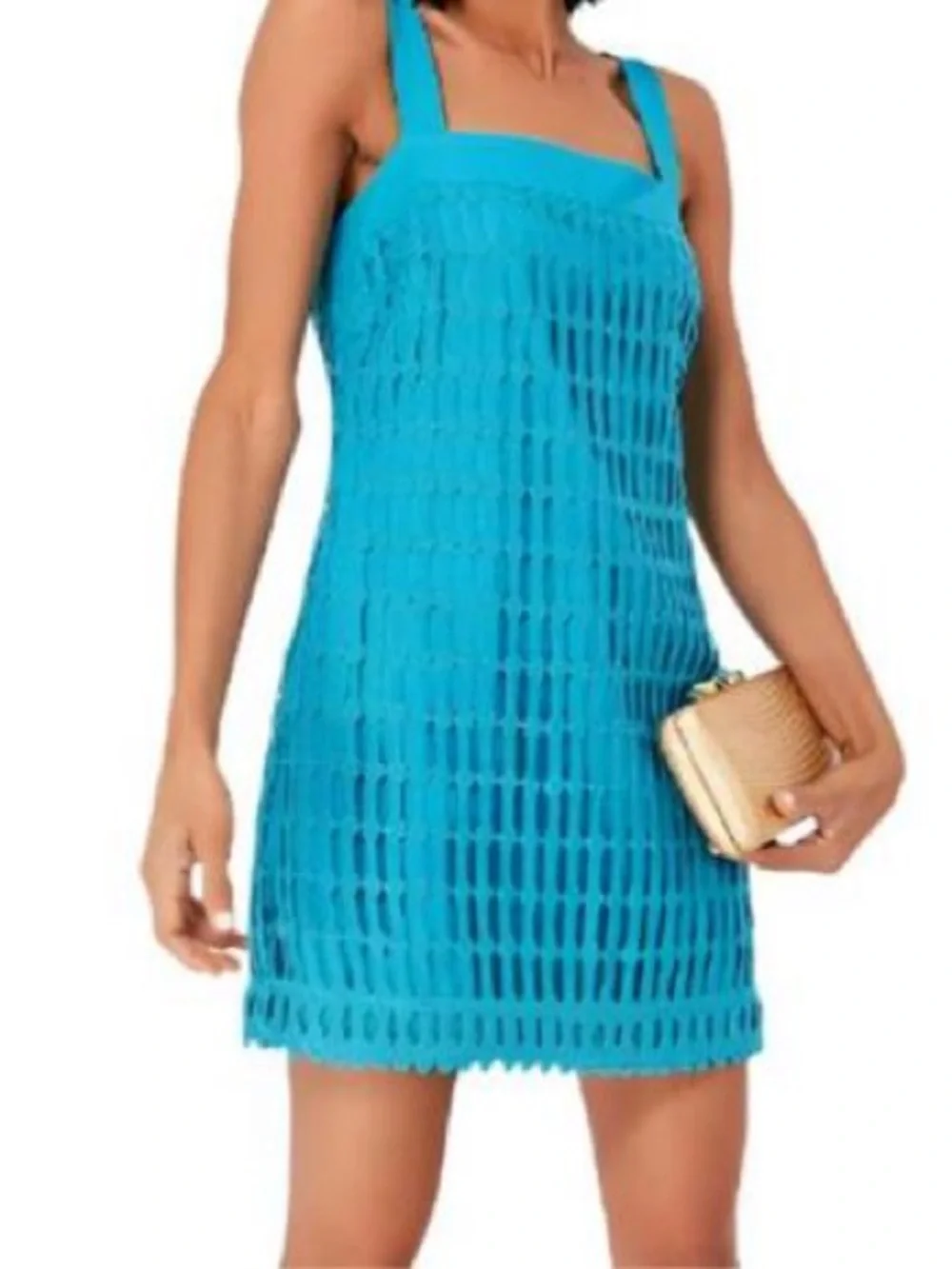Jonathan Simkhai Turquoise Open-Weave Swim Coverup - Picture 2 of 5